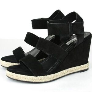 EUC‎ Balenciaga Suede Platform Sandals Black sz 7 EU 37 rope track leather wedge
